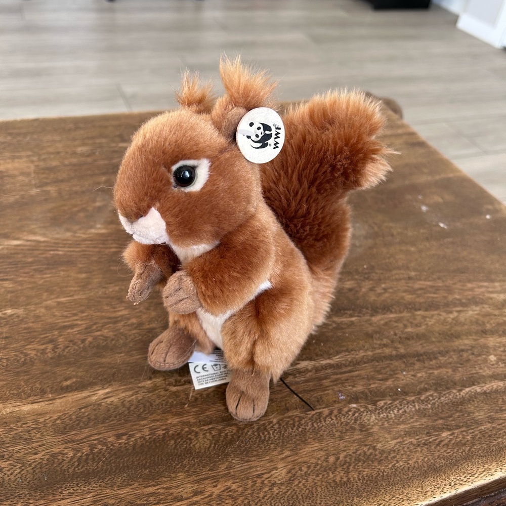NWT WWF Red Plush Squirrel Toy 6in Size